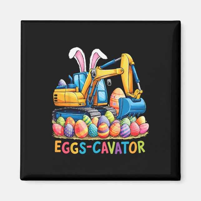 Eggscavator Easter Egg Hunt Construction Trucks To Magnet (Front)
