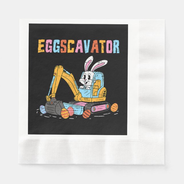 Eggscavator Easter Egg Hunt Construction Trucks To Napkin (Front)