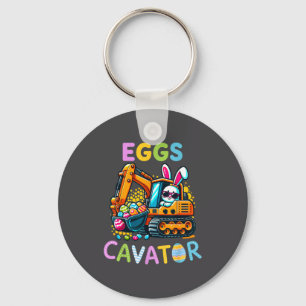 Eggscavator Excavator Easter Day Bunny Keychain