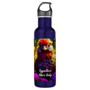 Eggsellent Vibes Only   Colourful Chicken Art 710 Ml Water Bottle