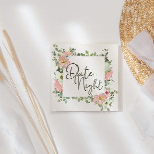 Eggshell and Blush Elegant Floral Date Night Card