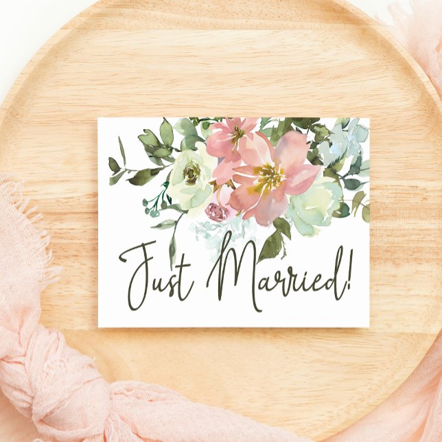 Eggshell and Blush Floral Just Married (Creator Uploaded)