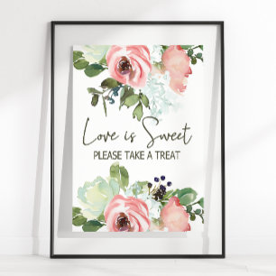 Eggshell and Blush Floral Wedding Love Is Sweet Poster