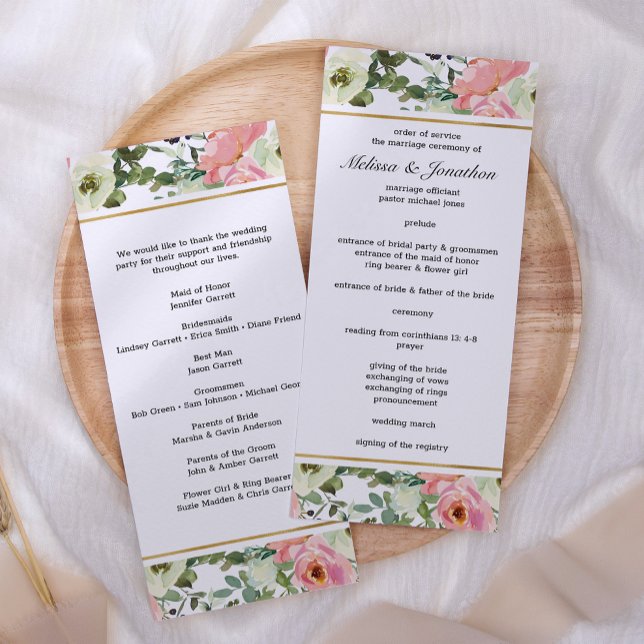 Eggshell and Blush Floral Wedding Program (Creator Uploaded)