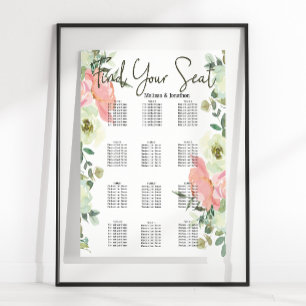 Eggshell and Blush Floral Wedding Seating Chart