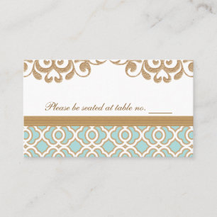 Eggshell Blue Gold Moroccan Wedding Table Place Card