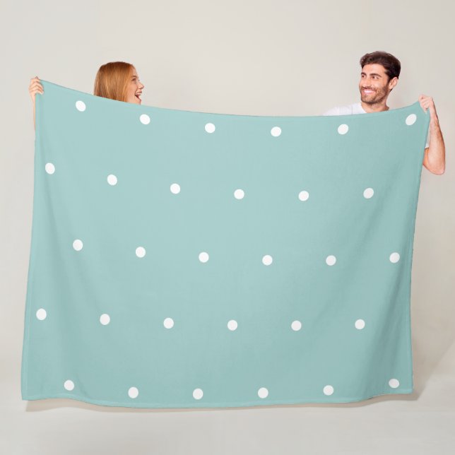 Eggshell Blue White Dots Fleece Blanket (In Situ)