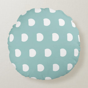 Eggshell Blue White Polka Dots      Round Pillow