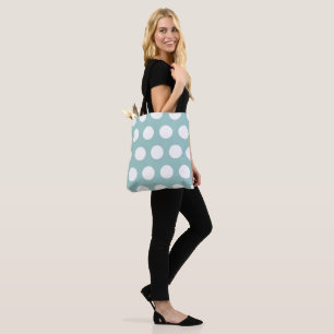 Eggshell Blue White Polka Dots Tote Bag