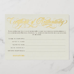 Eggshell Gold Swirls Certificate of Authenticity