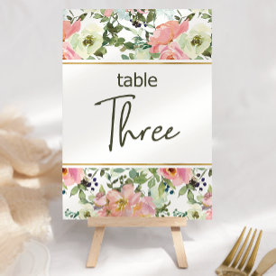 Eggshell Pink Blush Floral Wedding Table Number