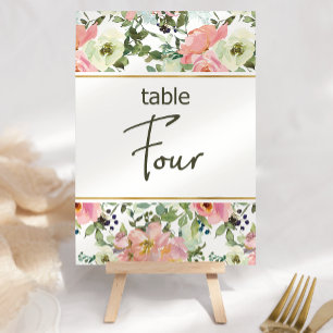Eggshell Pink Blush Floral Wedding Table Number