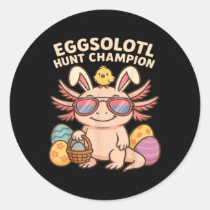 Eggsolotl Hunt Champion Funny Axolotl Easter Classic Round Sticker