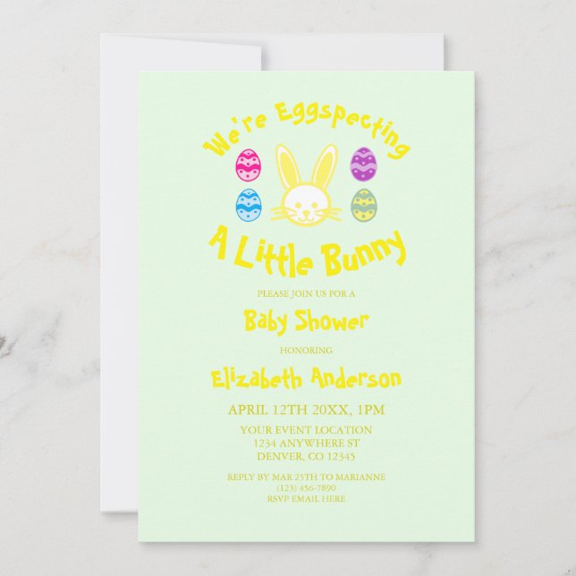Eggspecting A Little Bunny Easter Baby Shower Invitation (Front)