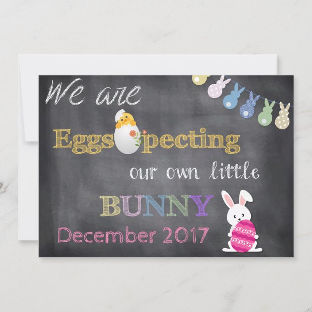 Eggspecting Easter Pregnancy Reveal Announcement (Front)