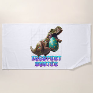 Eggspert Easter Eggs Hunt Dinosaur Easter Bunnies Beach Towel