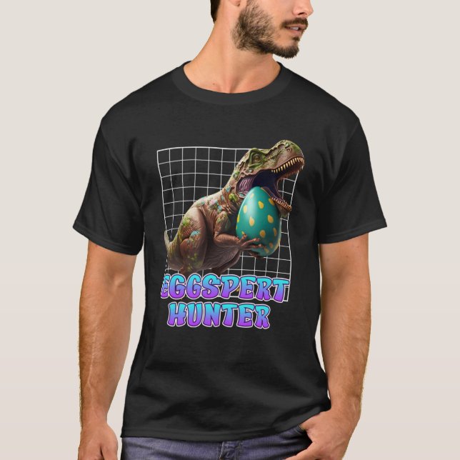 Eggspert Easter Eggs Hunt Dinosaur Easter Bunnies  T-Shirt (Front)