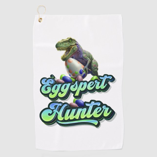 Eggspert Easter Eggs Hunter Easter Dinosaur Egg   Golf Towel (Front)