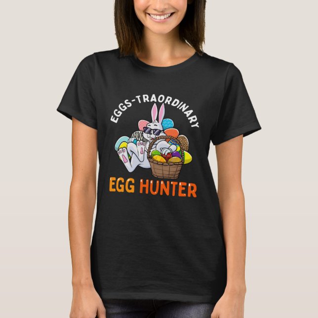 Eggspert Egg Hunter Easter Boy Girl Bunny Eggs-Tra T-Shirt (Front)