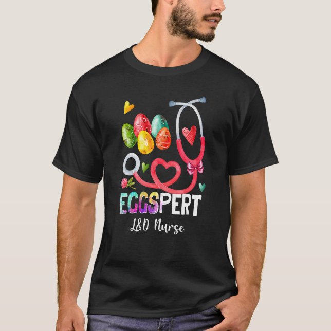 Eggspert L&d Nurse Bunny Stethoscope Easter Day T-Shirt (Front)