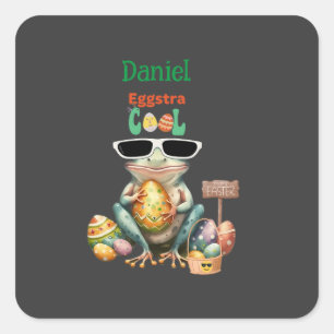 Eggstra Cool Frog with Sunglasses Easter Leap Year Square Sticker
