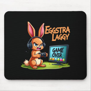 Eggstra Laggy Funny Angry Gaming Bunny Easter T Sh Mouse Pad