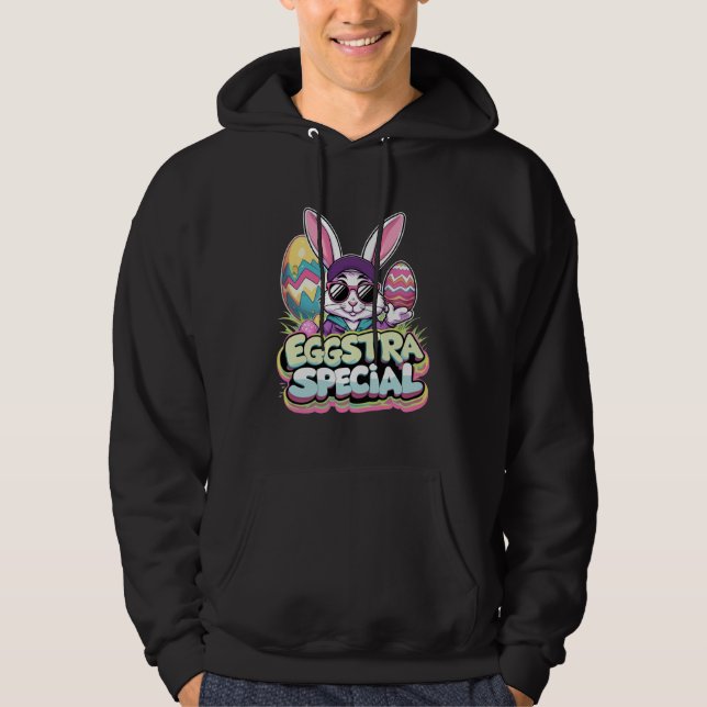Eggstra Special Cool Easter Bunny with Colourful  Hoodie (Front)