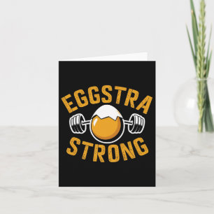 Eggstra Strong Funny Egg Protein Bodybuilding Pun  Card