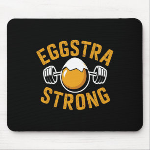 Eggstra Strong Funny Egg Protein Bodybuilding Pun  Mouse Pad