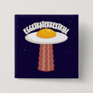 Eggstraterrestrial With Text 2 Inch Square Button
