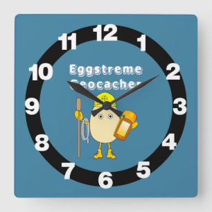 Eggstreme Geocaching Square Wall Clock