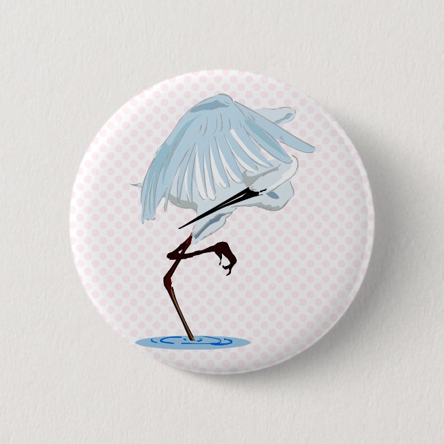 Eggy Egret 2 Inch Round Button (Front)