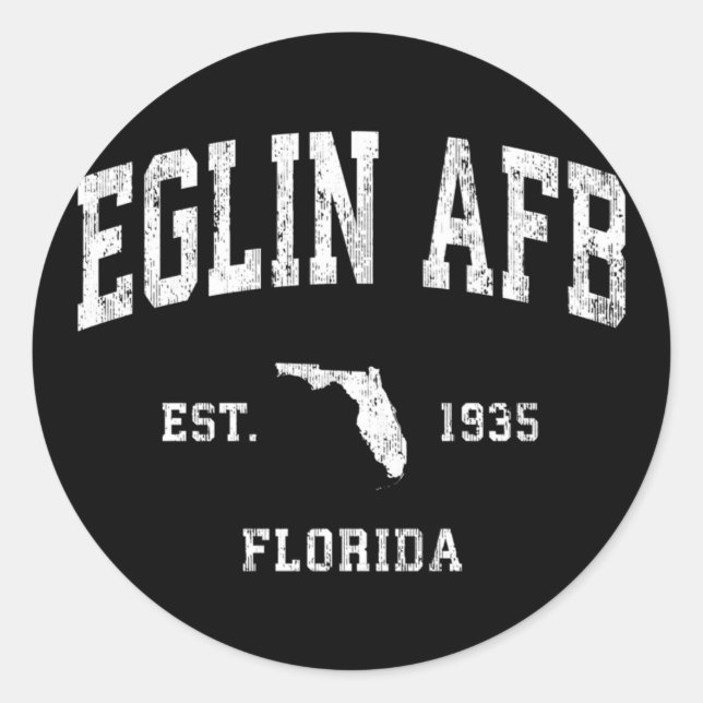 Eglin Afb Florida Fl Athletic Sports Classic Round Sticker (Front)