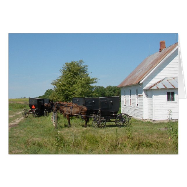 Eglise Amish et Chevaux (Devant horizontal)