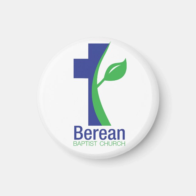 Eglise baptiste de Berean magnet ronde (blanc) (Devant)