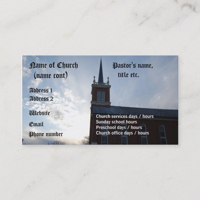 Église - modèle de carte de visite (Devant)