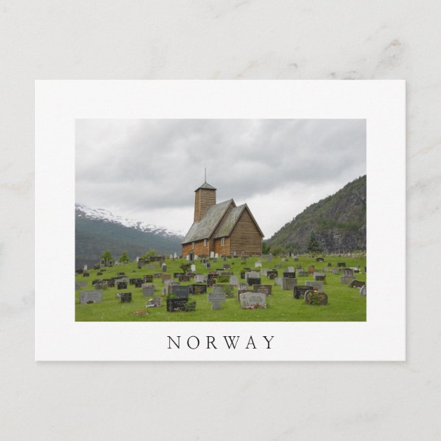 Eglise Stave avec carte postale blanche cimetière (Devant)