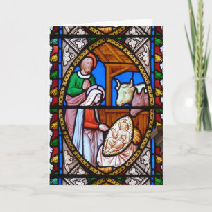 Église Vitrail Jésus Christ Carte de Noël