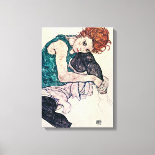 Egon Schiele a posé la copie de toile de femme