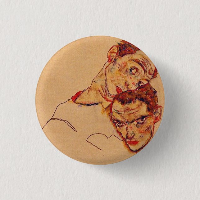Egon Schiele - Double Self Portrait 1 Inch Round Button (Front)