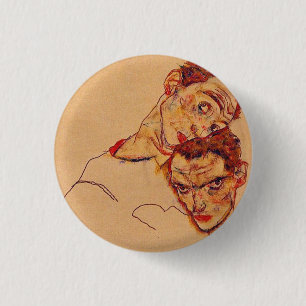 Egon Schiele - Double Self Portrait 1 Inch Round Button