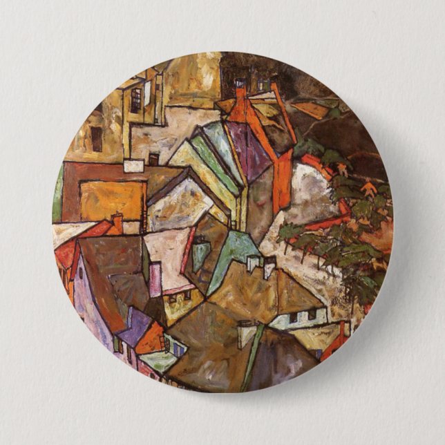 Egon Schiele - Edge Of Town 3 Inch Round Button (Front)