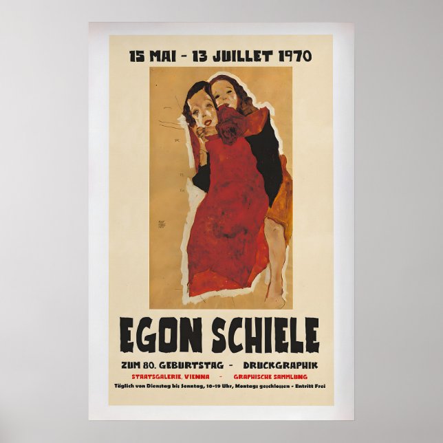 Egon Schiele Exhibition Poster 1970 Vintage Art (Front)