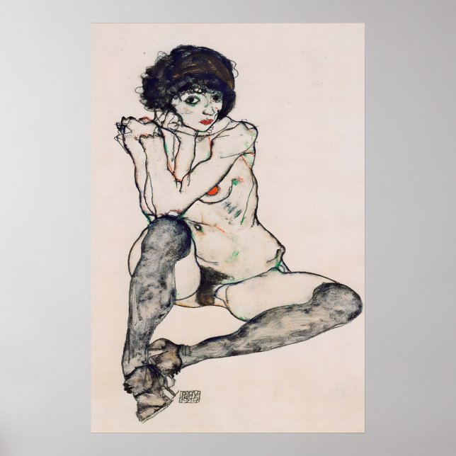 Egon Schiele Expressionism Print Sitzender (Front)