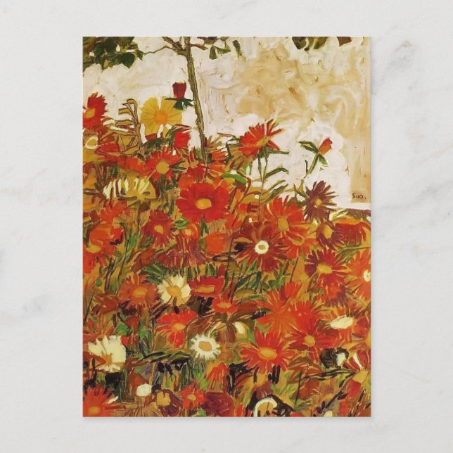 Egon Schiele- Field of Flowers Postcard (Front)