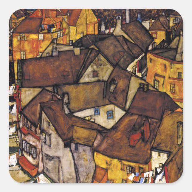 Egon Schiele Krumau Crescent of Houses Square Sticker (Front)