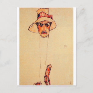 Egon Schiele - Portrait Of A Man With A Floppy Hat Postcard
