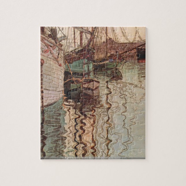 Egon Schiele - Sailboats in wellenbewegtem water Jigsaw Puzzle (Vertical)