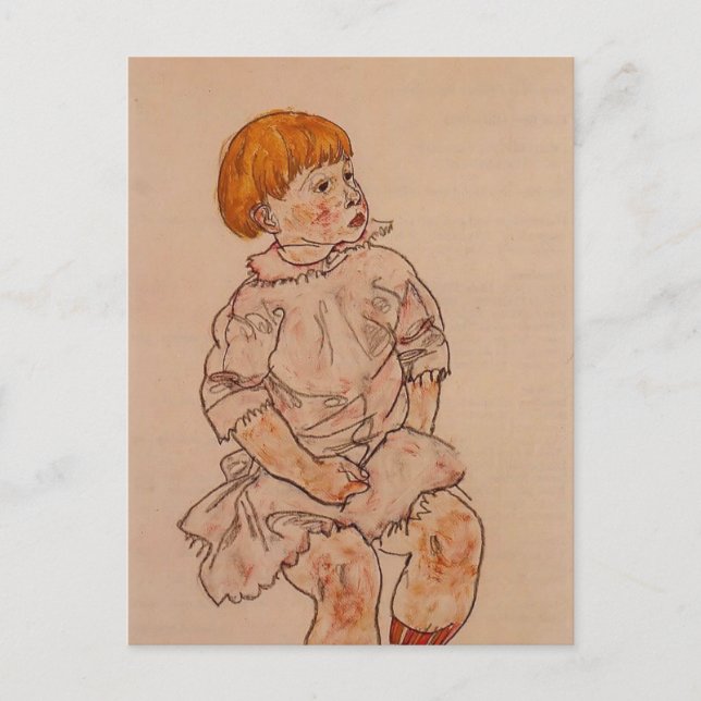 Egon Schiele- Seated Child Postcard (Front)