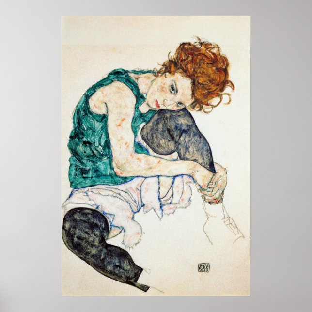 Egon Schiele Seated Woman with Bent Knee Poster (Front)